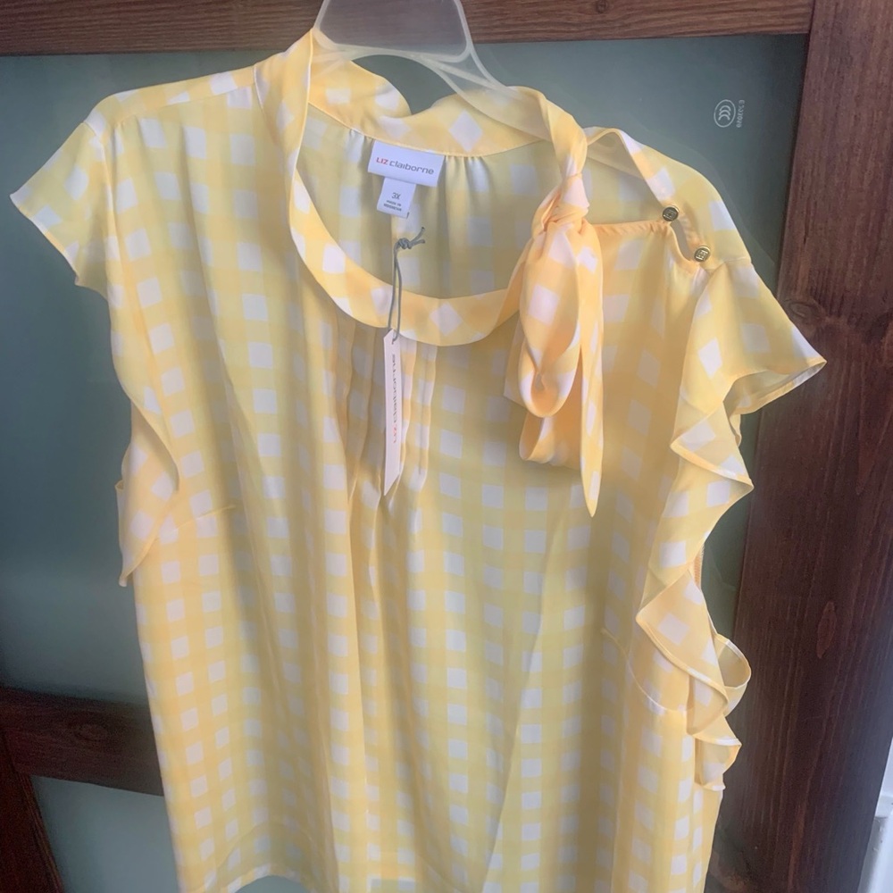 Liz Claiborne Yellow Gingham Women's Top